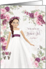 Flower Girl Request Light Skin with Plum Ranunculus Custom card