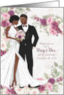 African American Couple Stag and Doe Party Invite Plum Ranunculus card