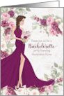 Bachelorette Party Invite Bride to Be in Plum Blossoms with Name card