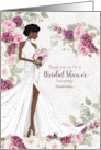 Bridal Shower Invite African American with Plum Blossoms and Name card