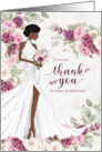 Bridesmaid Thank You Black Bride with Plum Blossoms Custom card