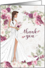 General Wedding Thank You with Bride and Plum Blossoms Blank card