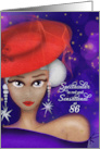 86 and Enchanting and Exuberant in Red with Purple Dress Birthday card