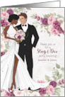 Black Bride White Groom Stag and Doe Party in Plum Custom card