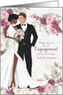 Brown Bride White Groom Engagement Party in Plum Custom card