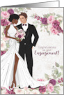 Interracial Engagement Congratulations in Plum and Pink Blossoms card