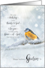 Godson’s Birthday 1 Corinthians 1 Verse 4 Winter Bird card