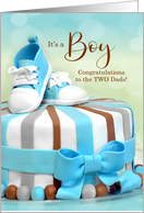 TWO Dads New Baby Congratulations Blue Cake card