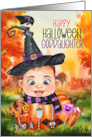 Goddaughter Witch and Raven in a Halloween Pumpkin card