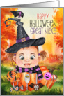 Great Niece Witch and Raven in a Halloween Pumpkin card