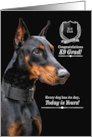 K9 Police Dog Graduate with a Doberman Pinscher on Black card