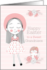 Grandniece Easter Girl and Cat in Pink White and Black card