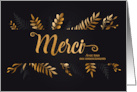 FRENCH Merci Thank You Botanical on Charcoal Gray Blank card