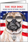 Army Retirement Funny Pug Dog in Dog Tags card
