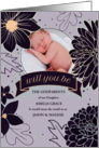 Godparent Request Bold Plum Botanicals with Photo card