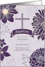 Baptism Invitation Bold Plum Botanicals with Christen Cross card