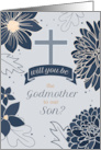 Godmother Request for Son Bold Navy Blue Botanicals card