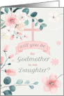 Godmother Request for Daughter Peach Blossoms and Cross card
