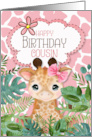 Cousin’s Birthday Giraffe Jungle Theme in Pink card