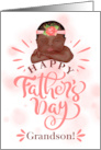 for Grandson on Father’s Day Brown Skinned Baby Girl in Peach card