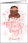 for Son on Father’s Day Brown Skinned Baby Girl in Peach card