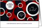 Business Invite Red and Navy Geometric Circles Business Logo card