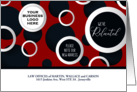We’re Moved Business Red and Navy Geometric Circles Business Logo card