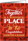 Godmother and Husband Wedding Congratulations Red Roses card