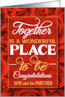 Son and his Partner Wedding Congratulations Red Roses card