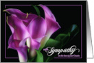 Loss of a Cousin Sympathy Purple Calla Lily on Black card