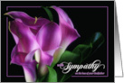 Loss of a Godfather Sympathy Purple Calla Lily on Black Botanical card