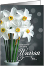 for Son Christian Encouragement with White Tulips Warrior card