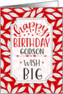 Godson Birthday Wish Big Red Botanical Typography card