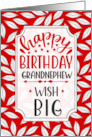 Grandnephew Birthday Wish Big Red Botanical Typography card