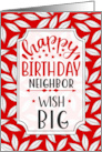 Neighbor’s Birthday Wish Big Red Botanical Typography card