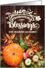 Grandson and Family Thanksgiving Blessings Pumkins and Gourds card