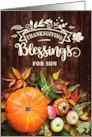 for Son Thanksgiving Blessings Pumkins and Gourds card