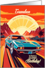 Grandson Birthday Red Classic Car Steering Wheel card