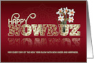 NOWRUZ Persian New Year Paisley Lettering and Daffodils card