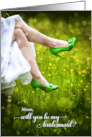 for Niece Bridesmaid Request Green Wedding Shoes card