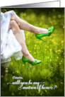 for Cousin Matron of Honor Request Green Wedding Shoes card