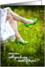 Godmother Maid of Honor Request Green Wedding Shoes card