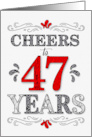 47th Birthday Cheers in Red White and Black Patterns card