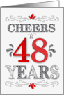 48th Birthday Cheers in Red White and Black Patterns card