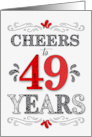 49th Birthday Cheers in Red White and Black Patterns card