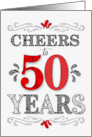 50th Birthday Cheers in Red White and Black Patterns card
