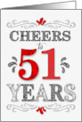51st Birthday Cheers in Red White and Black Patterns card