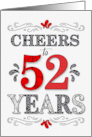 52nd Birthday Cheers in Red White and Black Patterns card