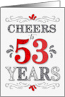 53rd Birthday Cheers in Red White and Black Patterns card