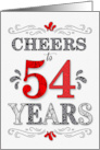 54th Birthday Cheers in Red White and Black Patterns card